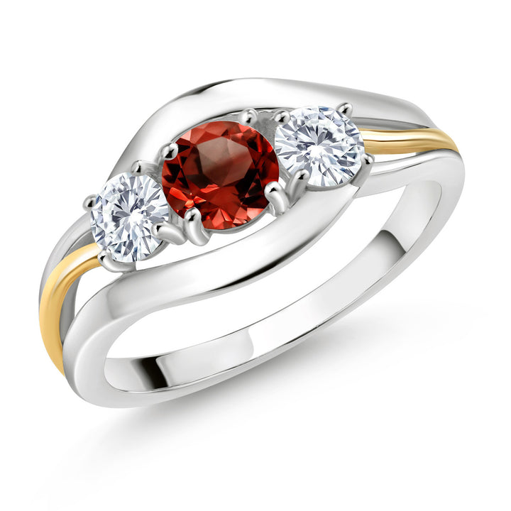 Garnet - January_5_Ring in 925 Sterling Silver and 10K Yellow Gold