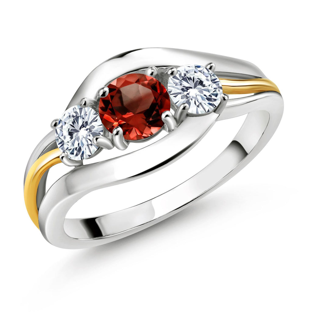 Garnet - January_6_Ring in 925 Sterling Silver and 10K Yellow Gold
