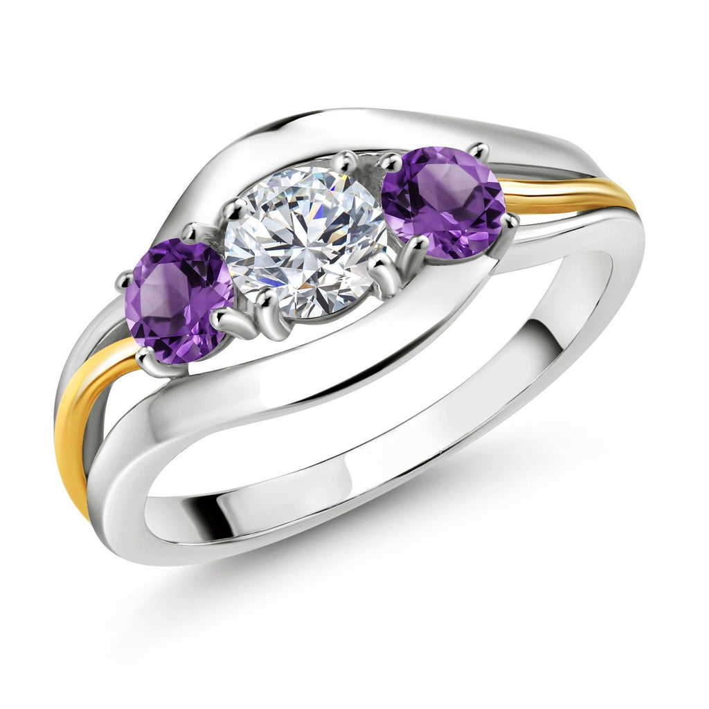 Amethyst - February_6_Ring in 925 Sterling Silver and 10K Yellow Gold