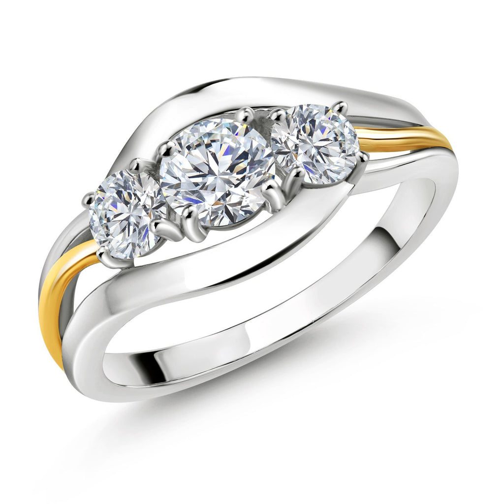 White Lab Grown Diamond - April_9_Ring in 925 Sterling Silver and 10K Yellow Gold