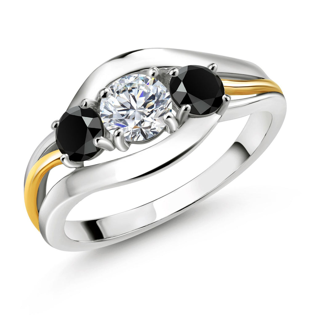 Onyx - December_8_Ring in 925 Sterling Silver and 10K Yellow Gold