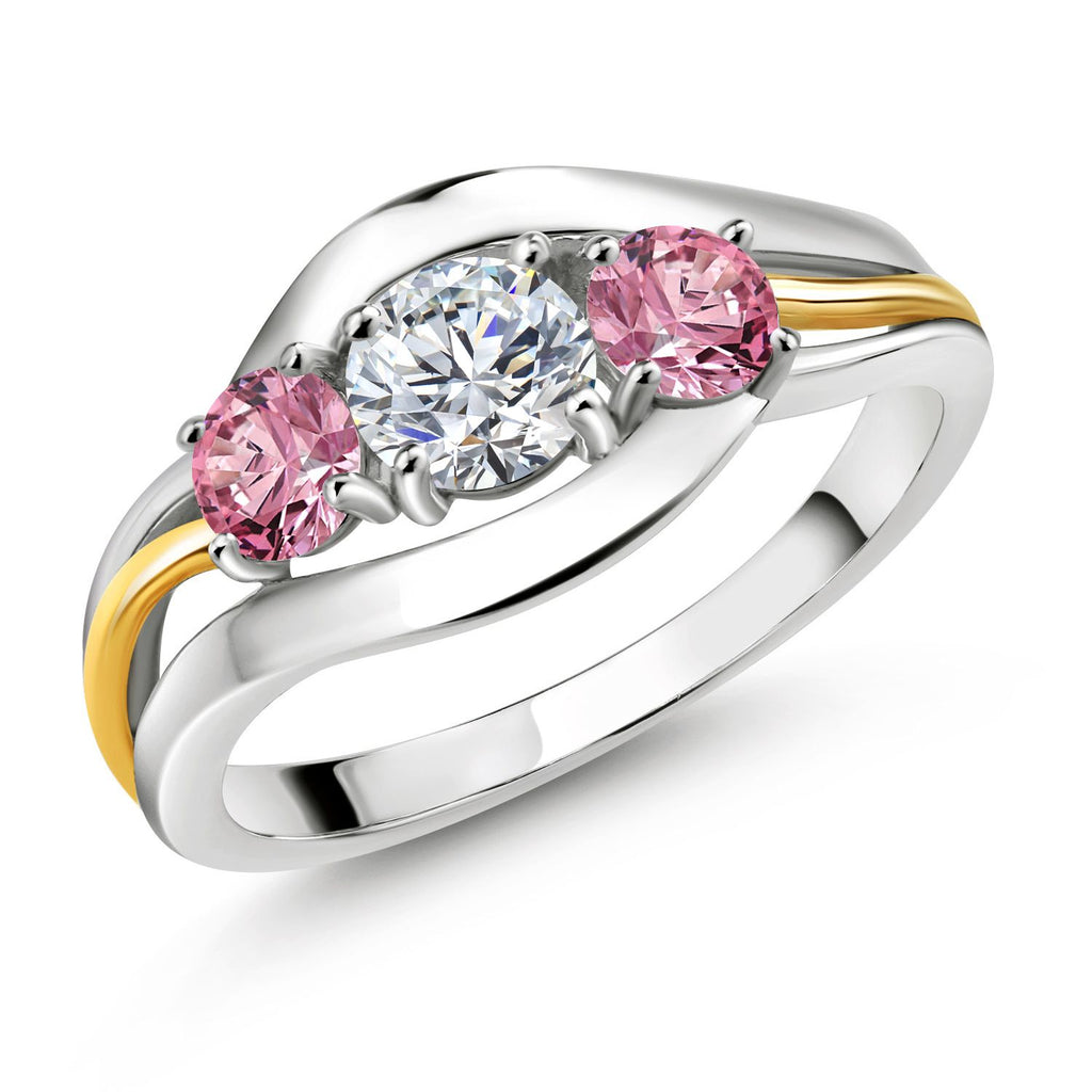 Pink Lab Grown Diamond - April_6_Ring in 925 Sterling Silver and 10K Yellow Gold