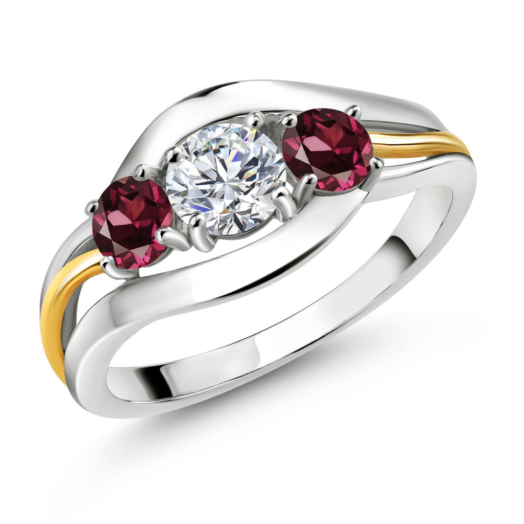 Rhodolite Garnet_7_Ring in 925 Sterling Silver and 10K Yellow Gold