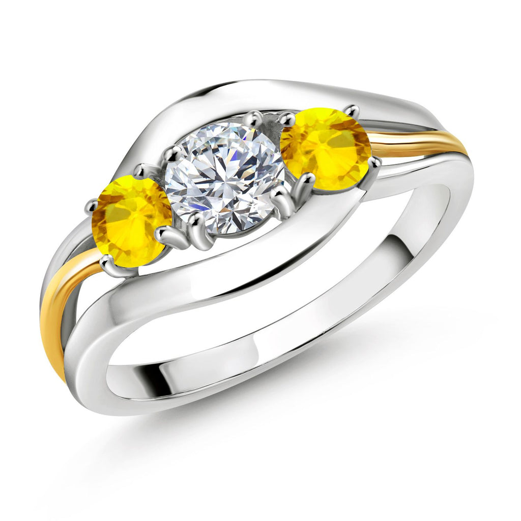 Yellow Sapphire - September_8_Ring in 925 Sterling Silver and 10K Yellow Gold