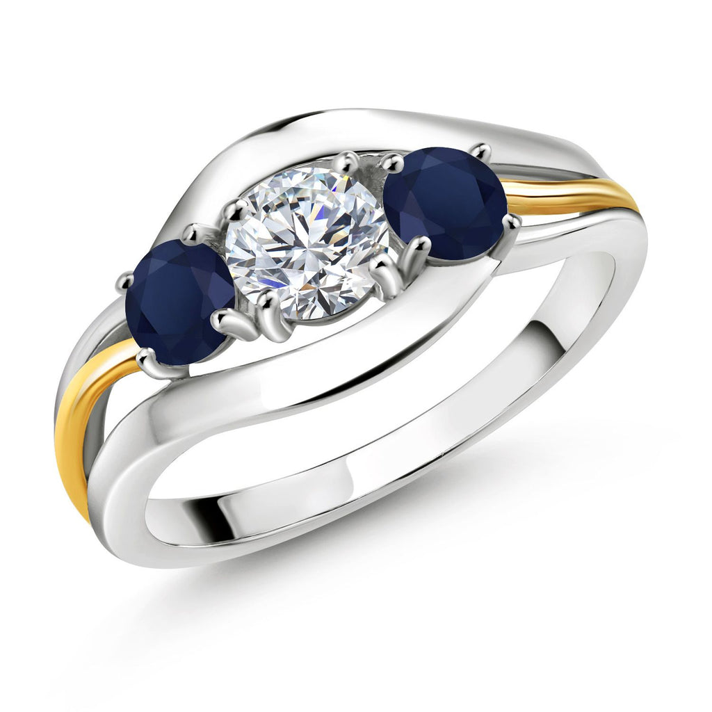 Blue Sapphire - September_7_Ring in 925 Sterling Silver and 10K Yellow Gold