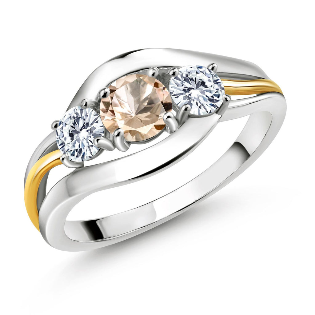 Morganite - October_5_Ring in 925 Sterling Silver and 10K Yellow Gold