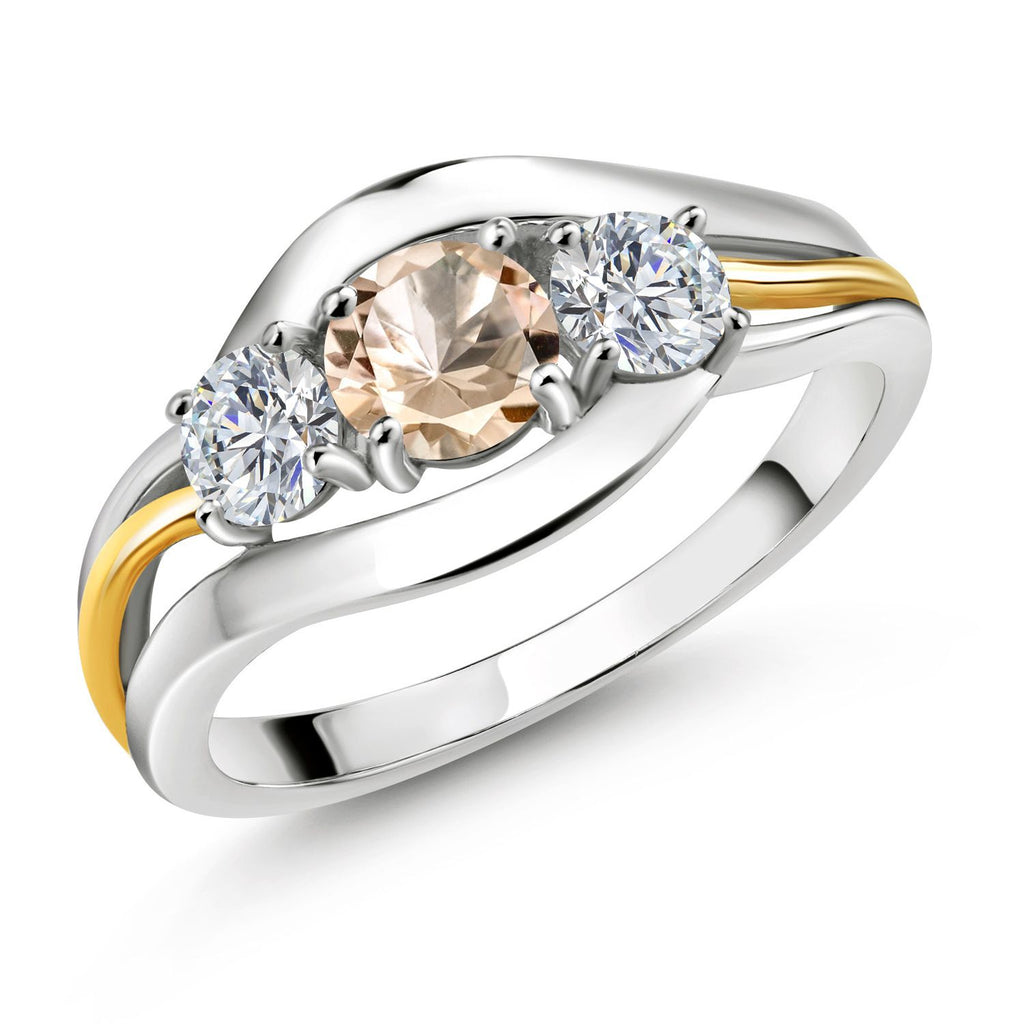 Morganite - October_6_Ring in 925 Sterling Silver and 10K Yellow Gold