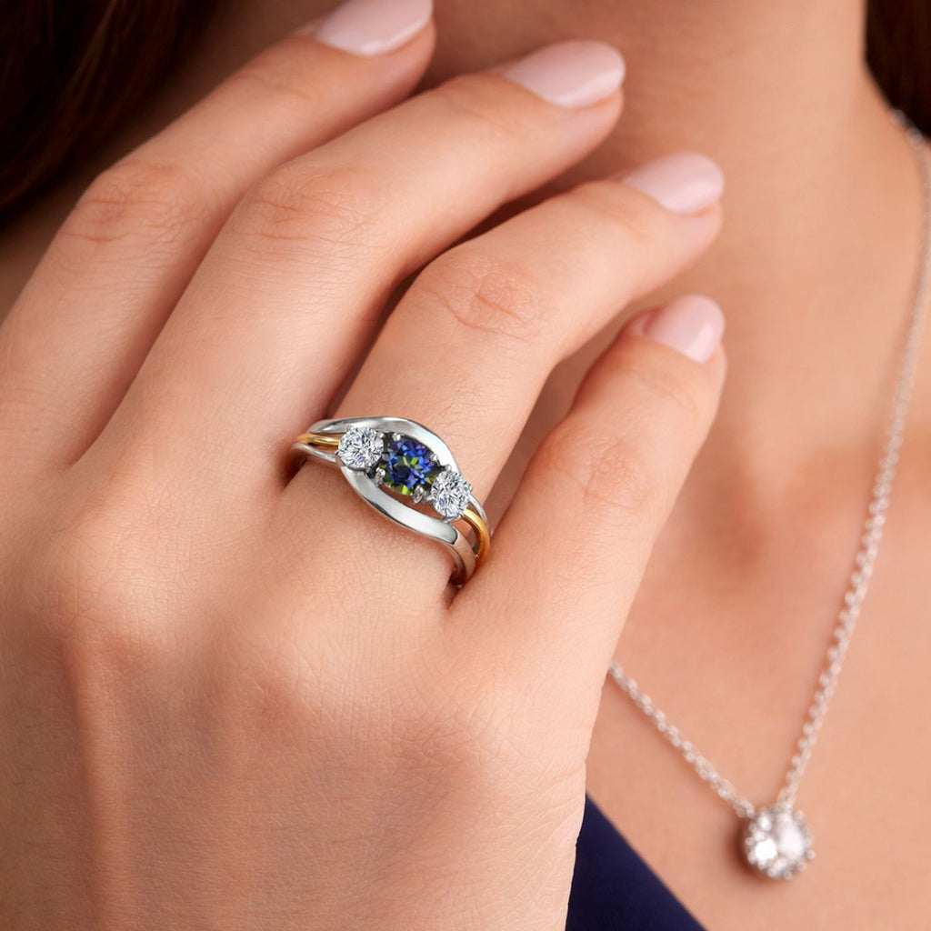 Ring in 925 Sterling Silver and 10K Yellow Gold