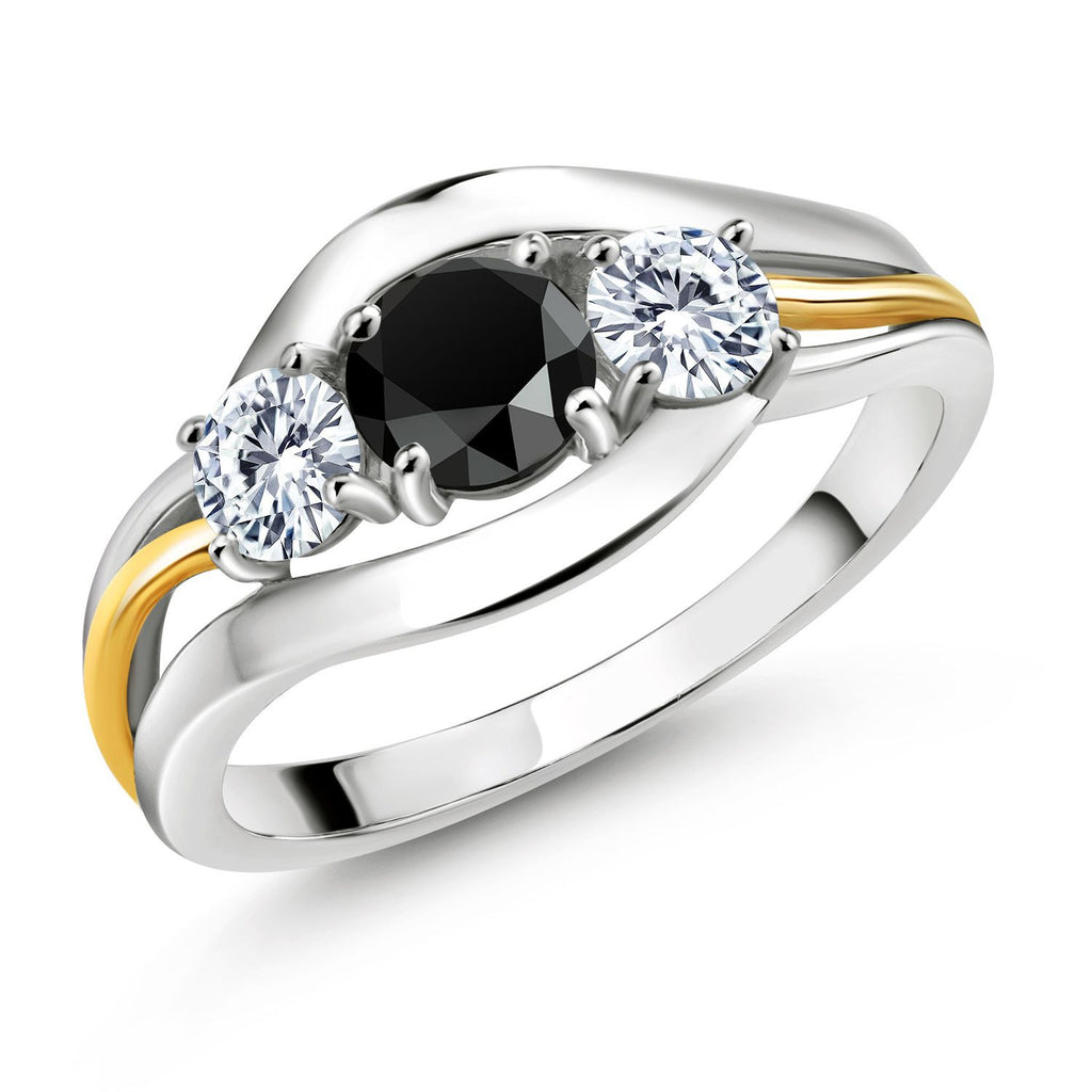 Onyx - December_7_Ring in 925 Sterling Silver and 10K Yellow Gold