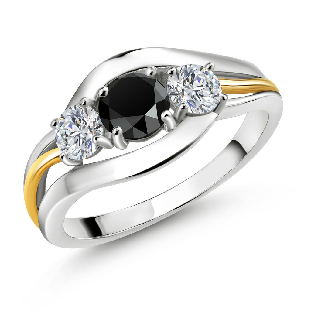 Onyx - December_5_Ring in 925 Sterling Silver and 10K Yellow Gold