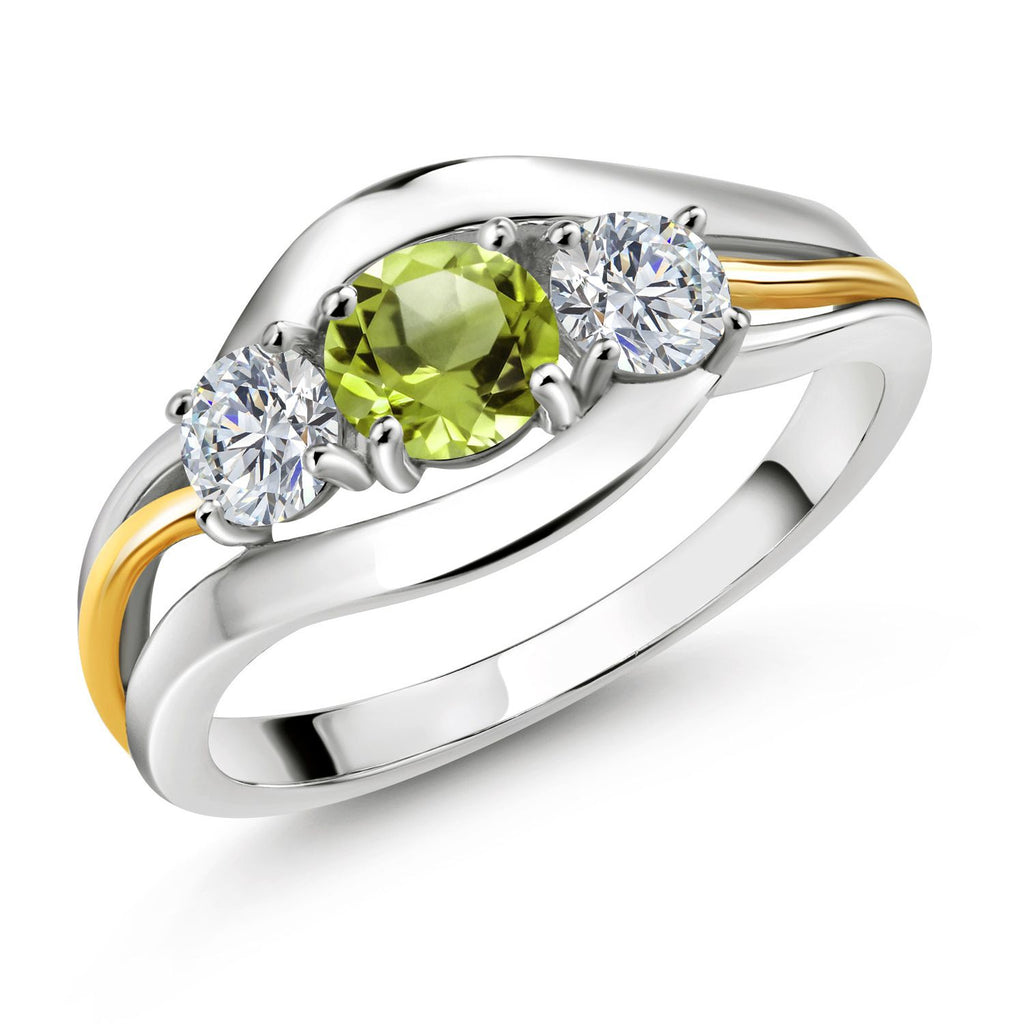 Peridot - August_8_Ring in 925 Sterling Silver and 10K Yellow Gold