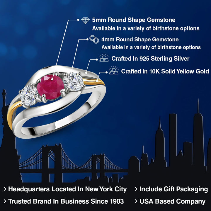 Ring in 925 Sterling Silver and 10K Yellow Gold