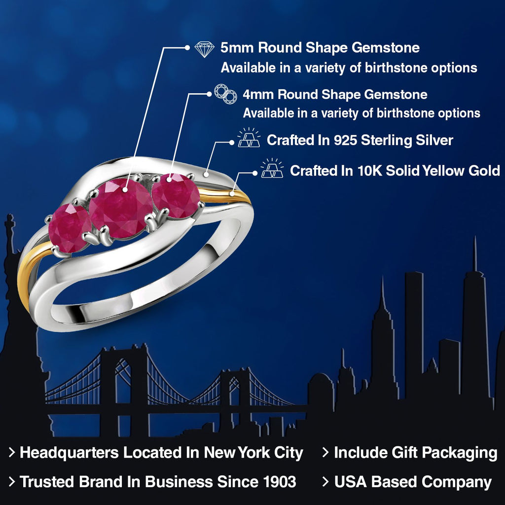 Ring in 925 Sterling Silver and 10K Yellow Gold