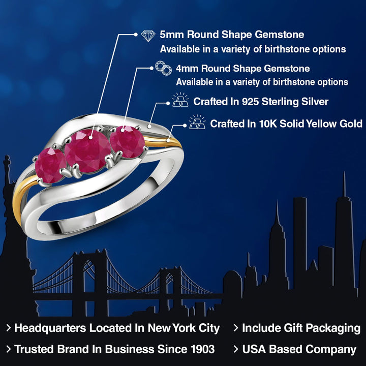 Ring in 925 Sterling Silver and 10K Yellow Gold