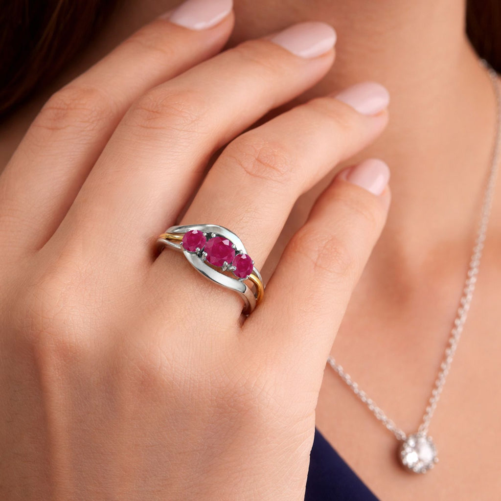 Ring in 925 Sterling Silver and 10K Yellow Gold