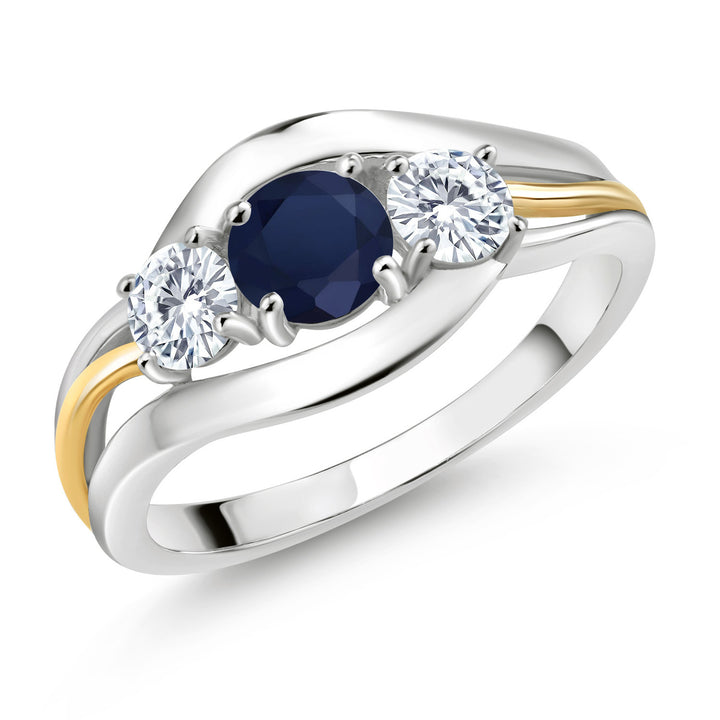 Blue Sapphire - September_5_Ring in 925 Sterling Silver and 10K Yellow Gold