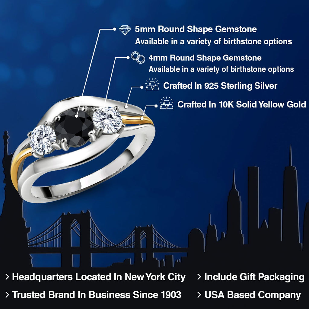 Ring in 925 Sterling Silver and 10K Yellow Gold