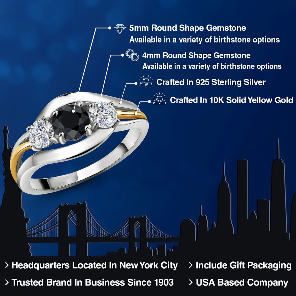 Ring in 925 Sterling Silver and 10K Yellow Gold