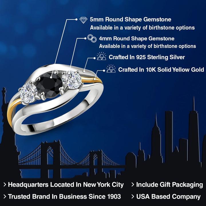 Ring in 925 Sterling Silver and 10K Yellow Gold