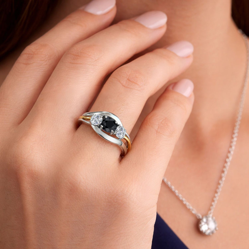Ring in 925 Sterling Silver and 10K Yellow Gold