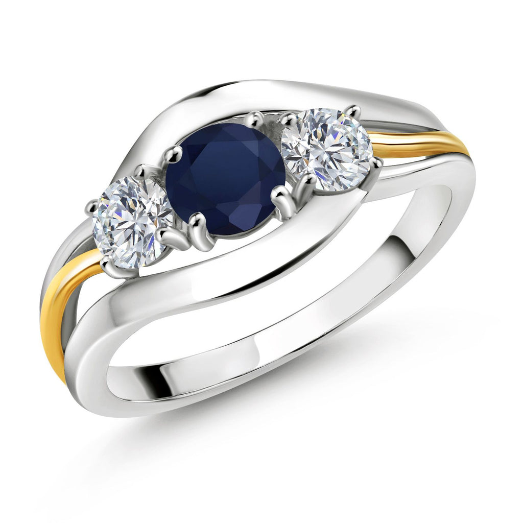 Blue Sapphire - September_7_Ring in 925 Sterling Silver and 10K Yellow Gold