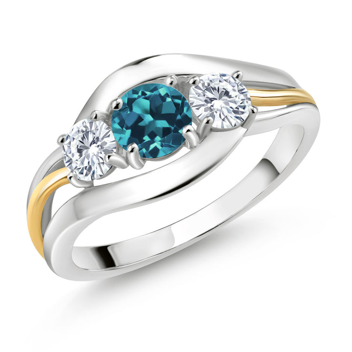 London Blue Topaz - November_5_Ring in 925 Sterling Silver and 10K Yellow Gold