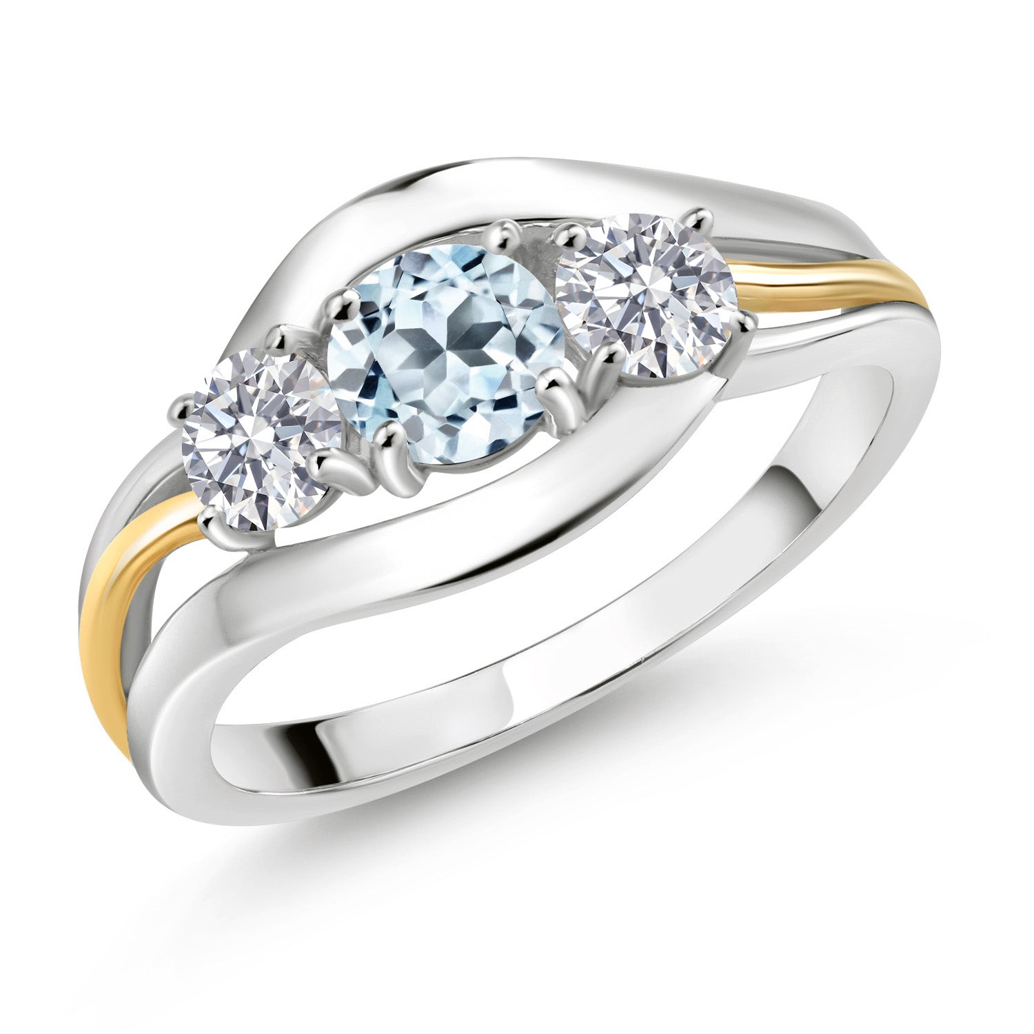 Ring in 925 Sterling Silver and 10K Yellow Gold