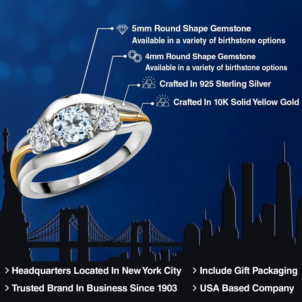 Ring in 925 Sterling Silver and 10K Yellow Gold