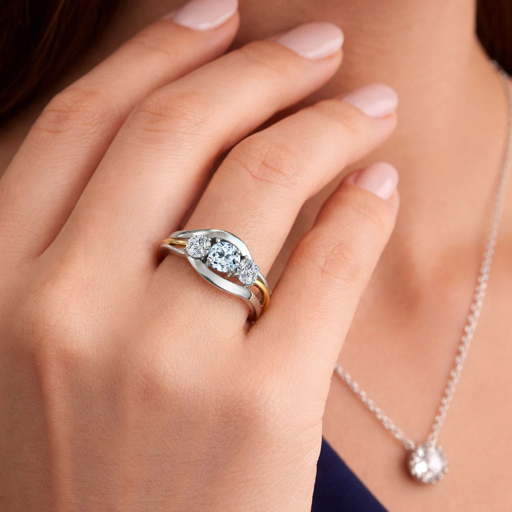 Ring in 925 Sterling Silver and 10K Yellow Gold