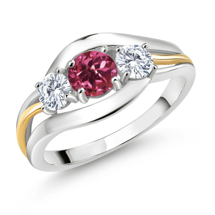 Pink Tourmaline - October_5_Ring in 925 Sterling Silver and 10K Yellow Gold