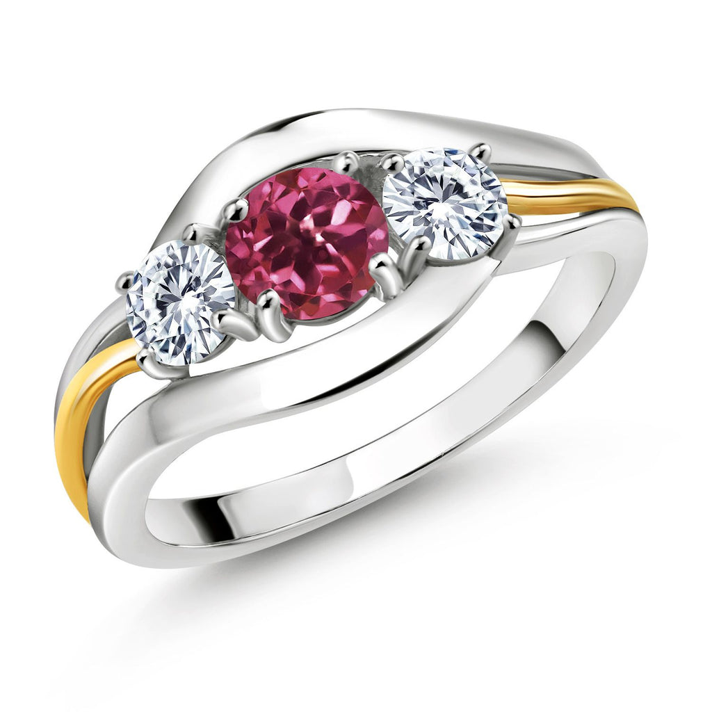 Pink Tourmaline - October_6_Ring in 925 Sterling Silver and 10K Yellow Gold