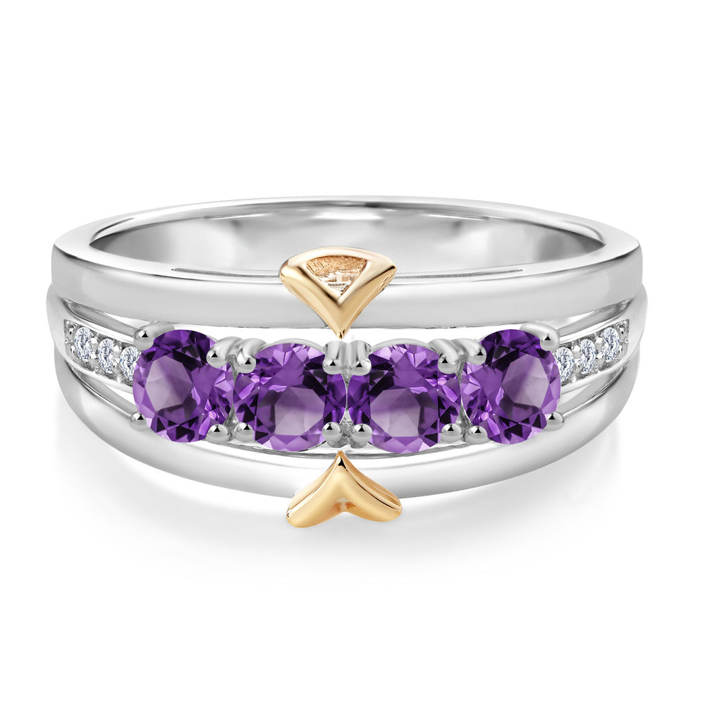 Amethyst - February_Ring in 925 Sterling Silver and 10K Yellow Gold