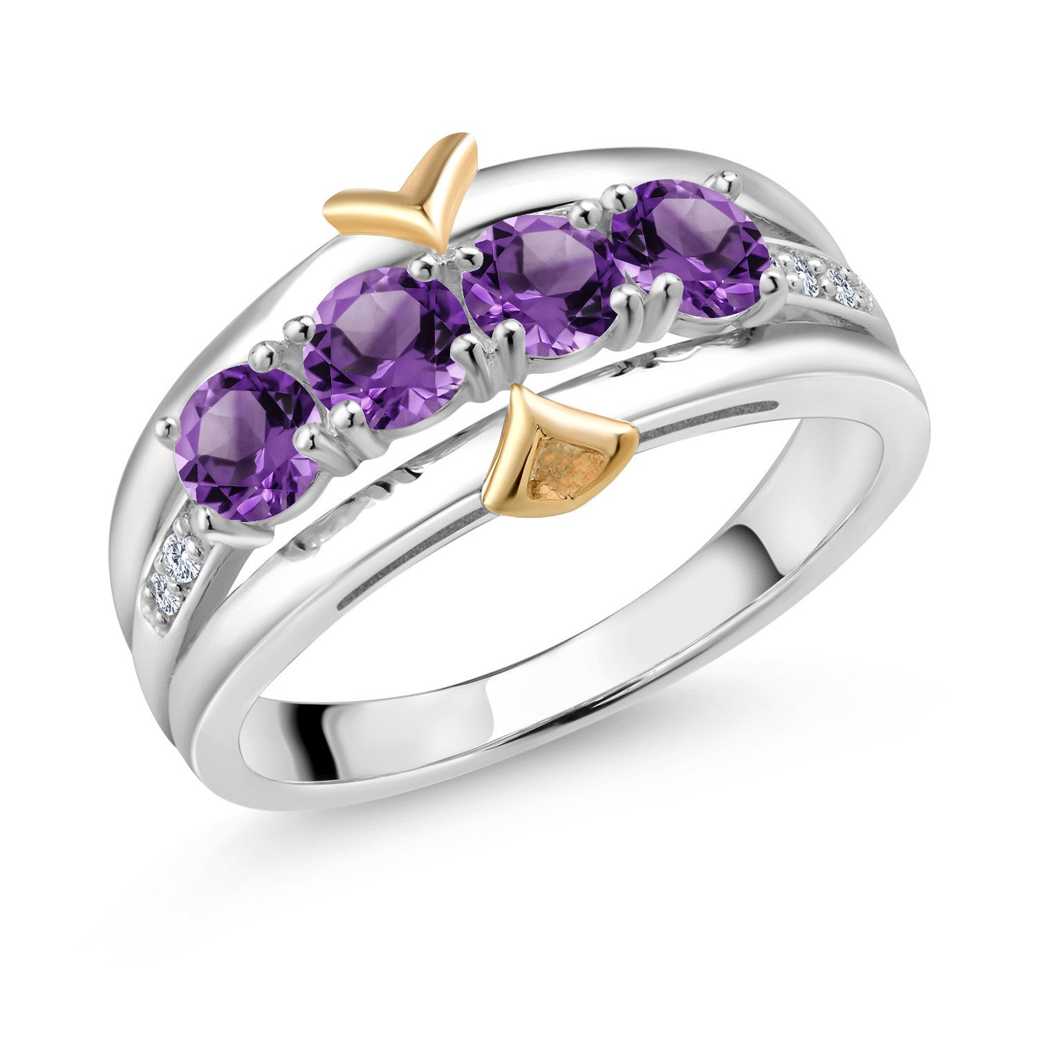 Amethyst - February_8_Ring in 925 Sterling Silver and 10K Yellow Gold