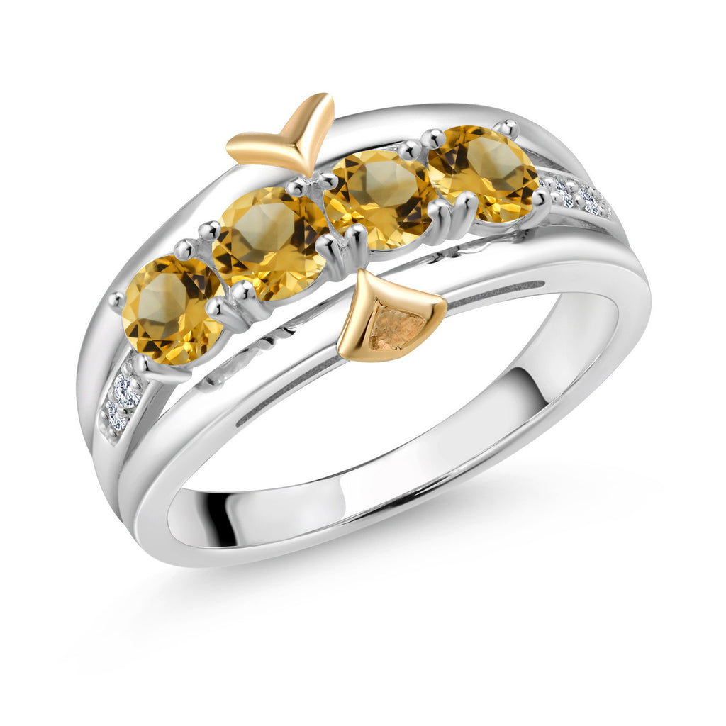 Citrine - November_7_Ring in 925 Sterling Silver and 10K Yellow Gold