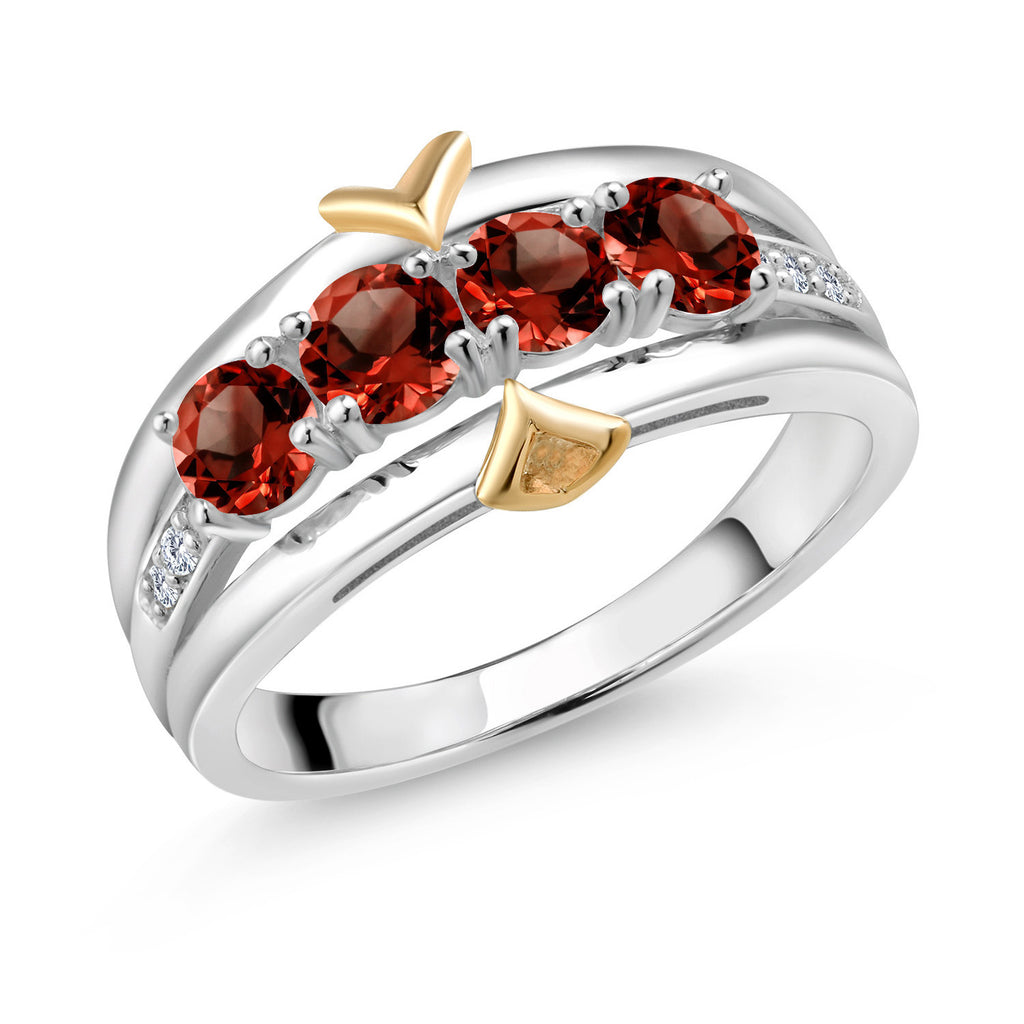 Garnet - January_6_Ring in 925 Sterling Silver and 10K Yellow Gold