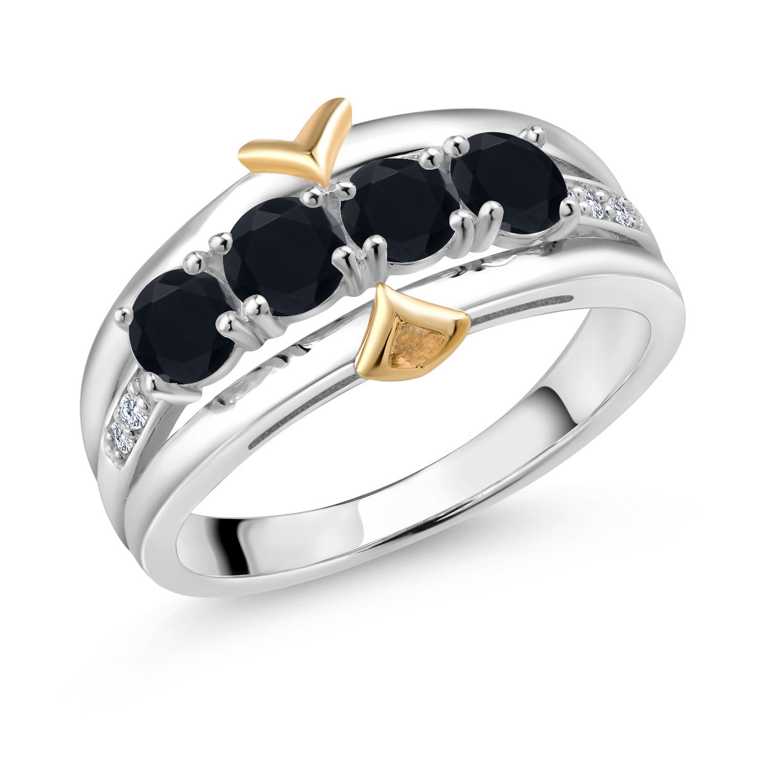 Onyx - December_8_Ring in 925 Sterling Silver and 10K Yellow Gold