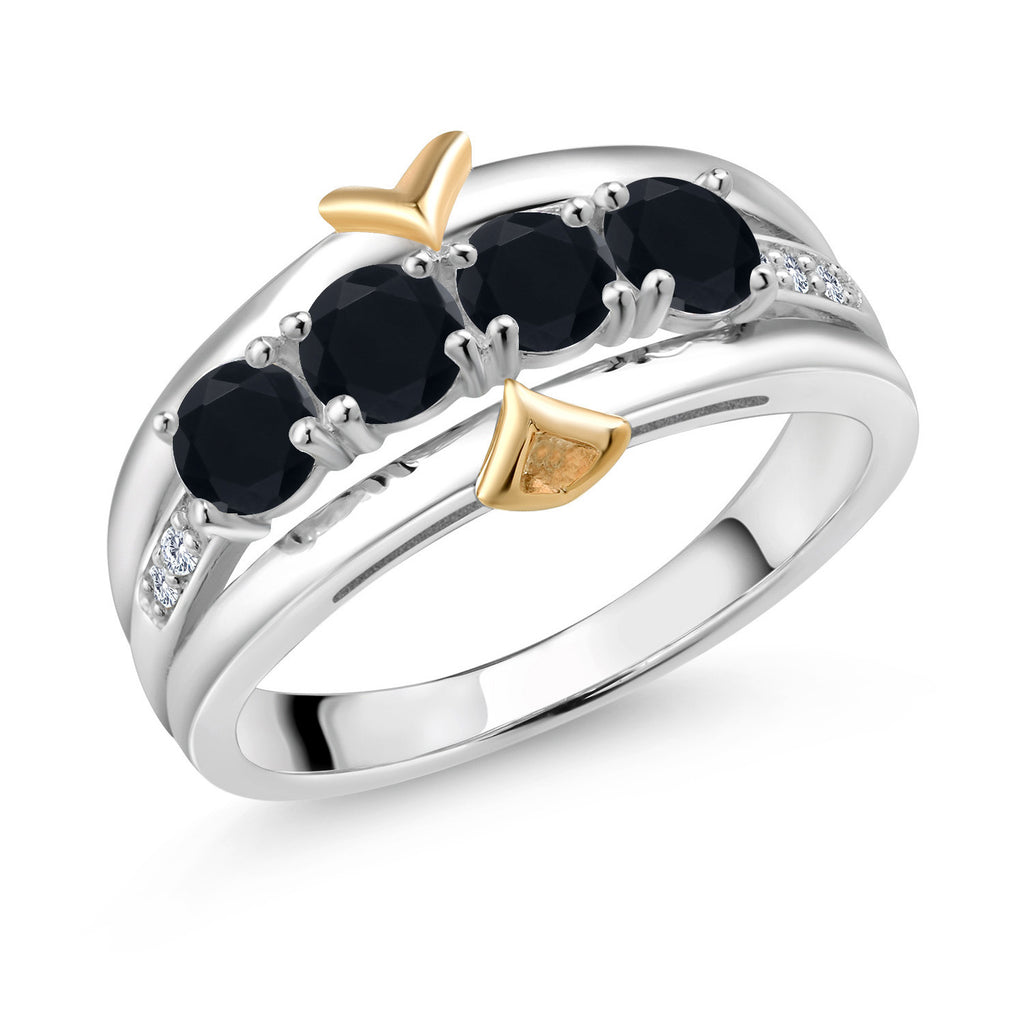 Onyx - December_6_Ring in 925 Sterling Silver and 10K Yellow Gold