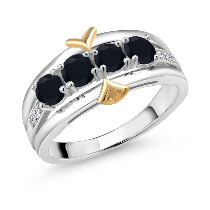 Onyx - December_5_Ring in 925 Sterling Silver and 10K Yellow Gold