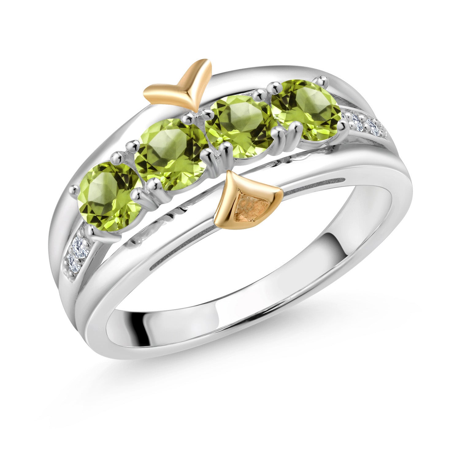 Peridot - August_7_Ring in 925 Sterling Silver and 10K Yellow Gold