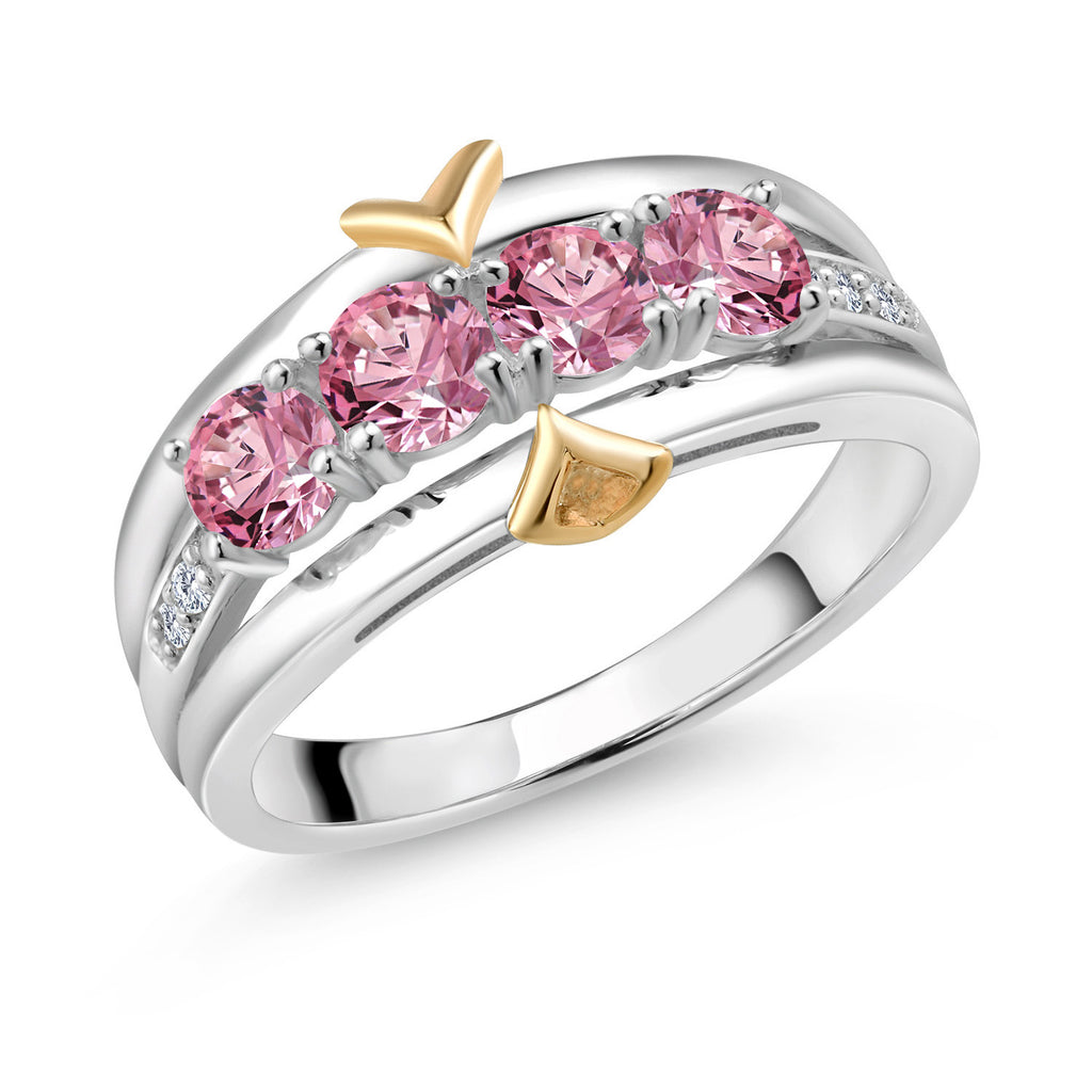 Pink Lab Grown Diamond - April_9_Ring in 925 Sterling Silver and 10K Yellow Gold
