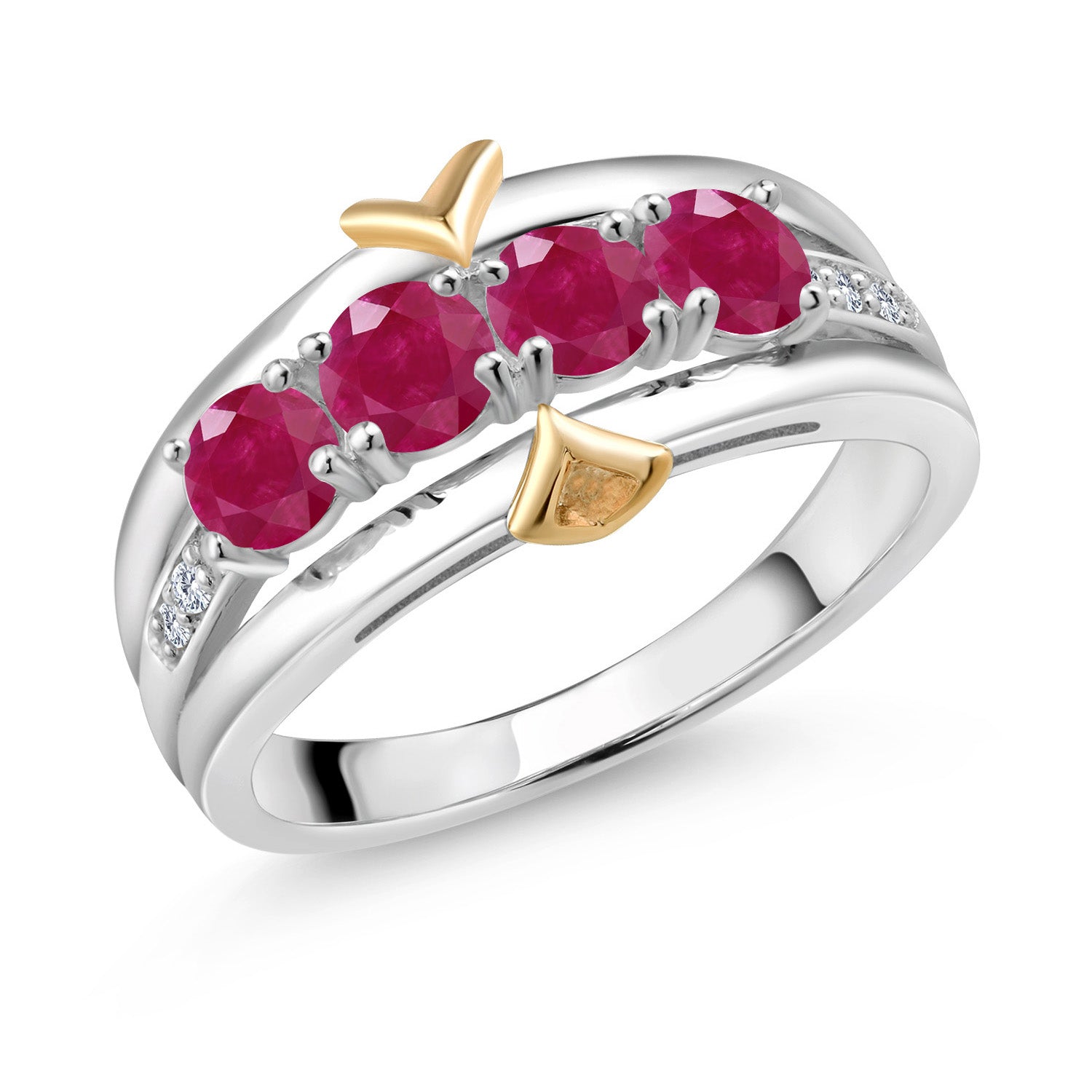 Ruby - July_9_Ring in 925 Sterling Silver and 10K Yellow Gold