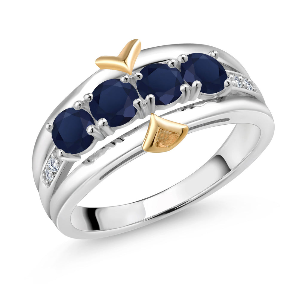 Blue Sapphire - September_8_Ring in 925 Sterling Silver and 10K Yellow Gold