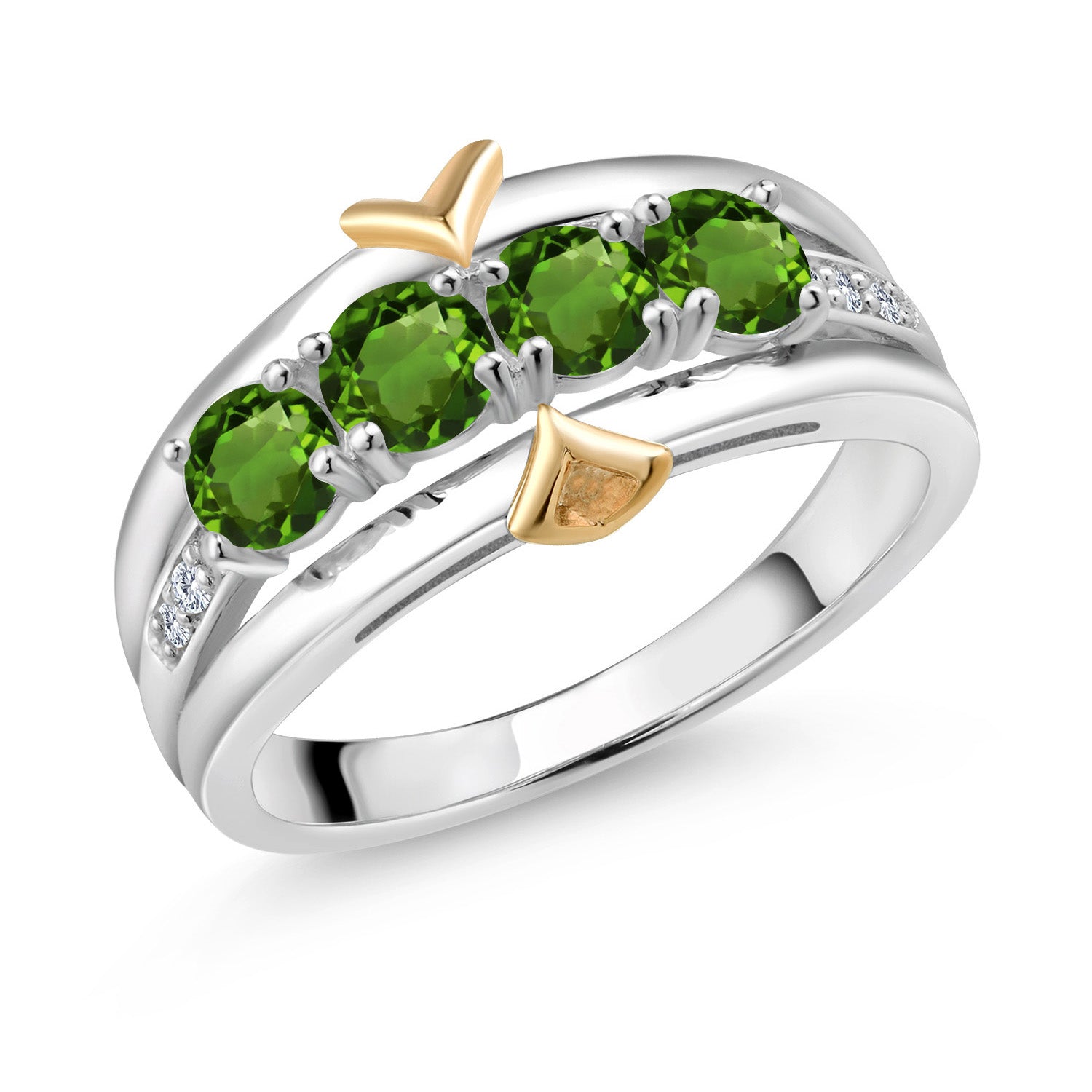 Green Tourmaline - October_8_Ring in 925 Sterling Silver and 10K Yellow Gold