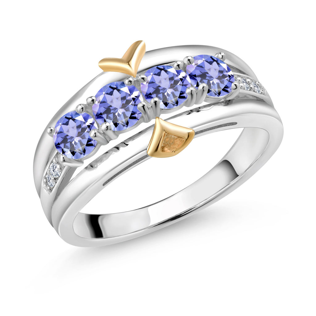 Tanzanite - December_8_Ring in 925 Sterling Silver and 10K Yellow Gold