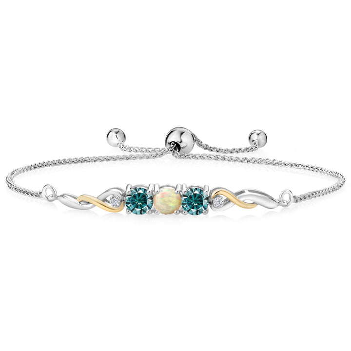 Ethiopian Opal-Cabochon - October_Bracelet in 925 Sterling Silver and 10K Yellow Gold