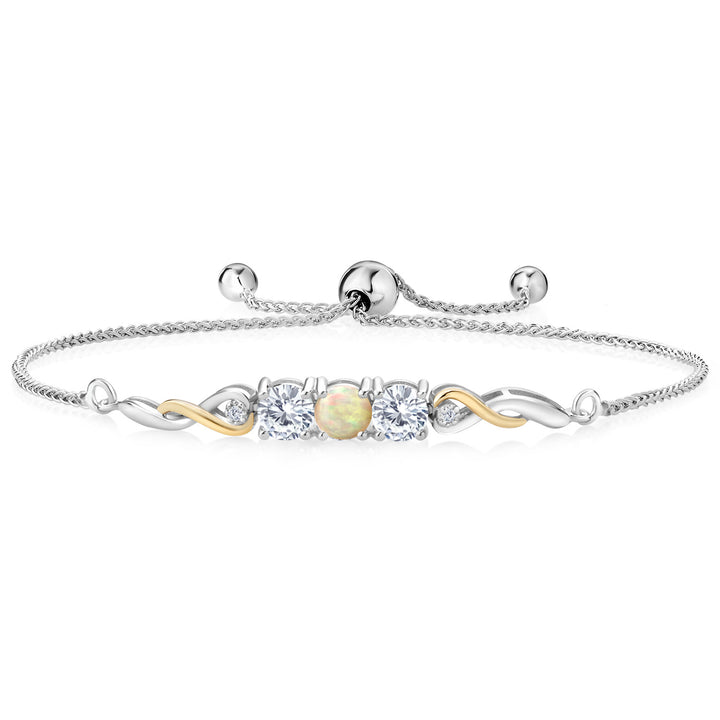 Ethiopian Opal-Cabochon - October_Bracelet in 925 Sterling Silver and 10K Yellow Gold