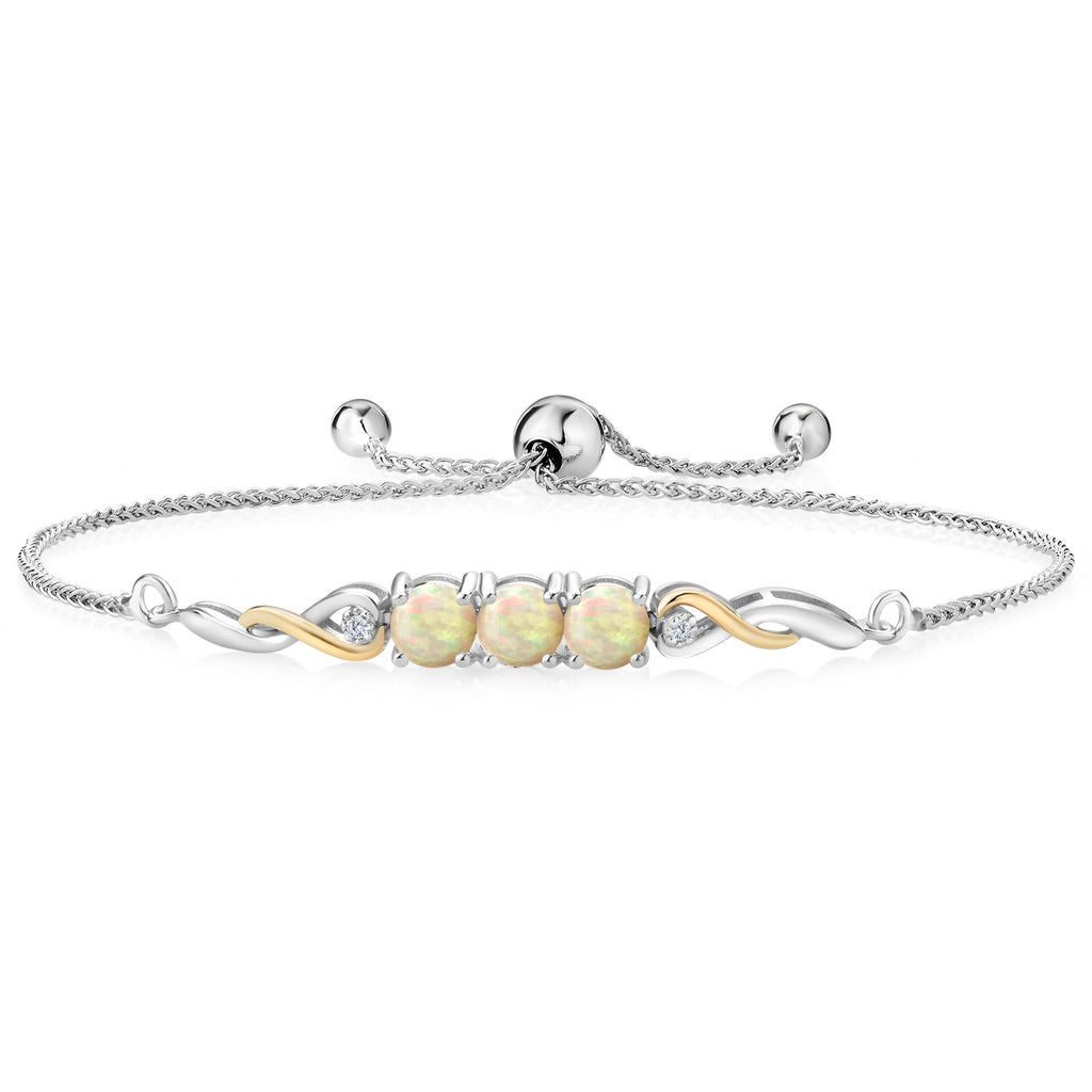 Ethiopian Opal-Cabochon - October_Bracelet in 925 Sterling Silver and 10K Yellow Gold