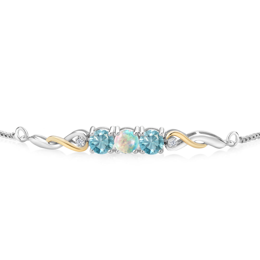 Opal - October_Bracelet in 925 Sterling Silver and 10K Yellow Gold