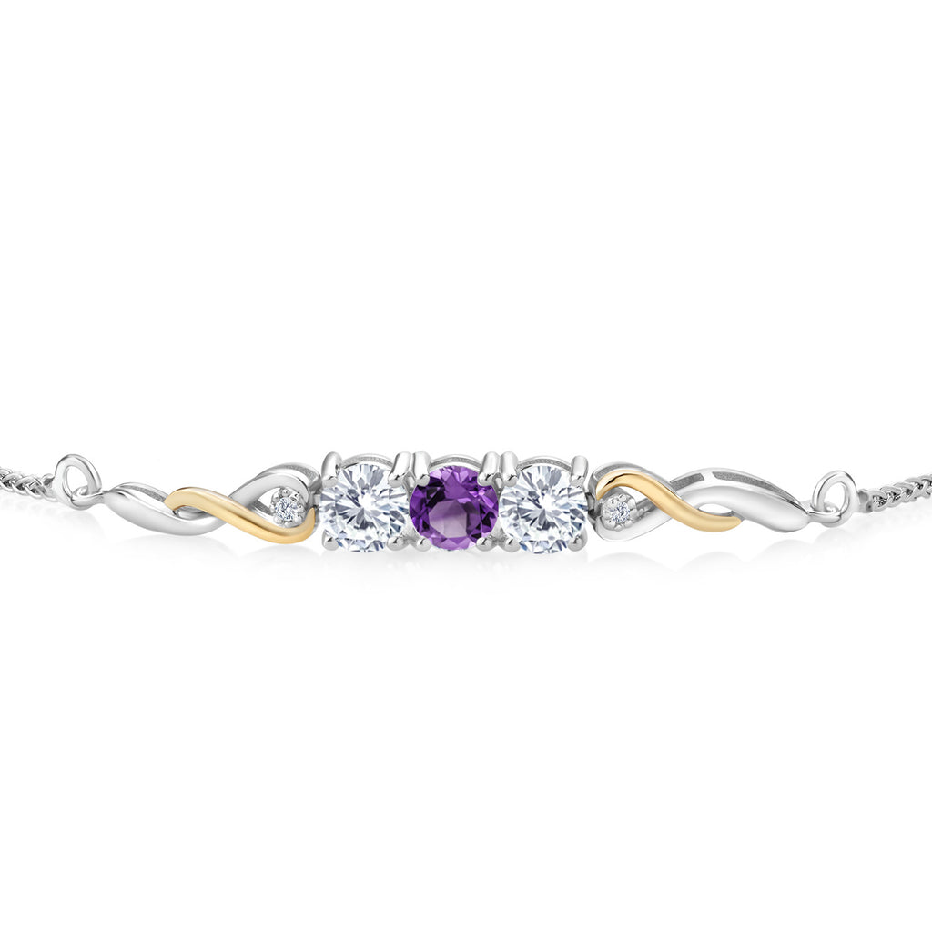 Amethyst - February_Bracelet in 925 Sterling Silver and 10K Yellow Gold