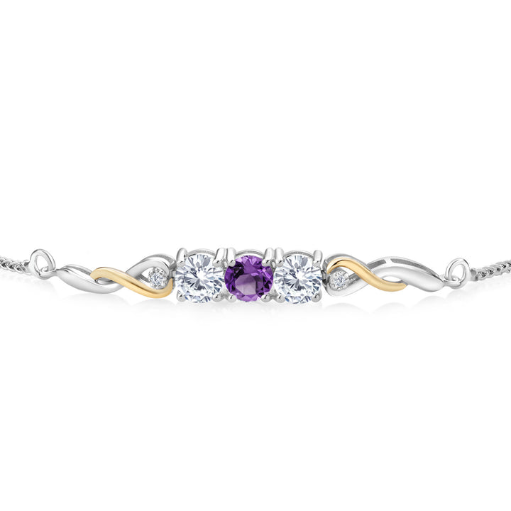 Amethyst - February_Bracelet in 925 Sterling Silver and 10K Yellow Gold